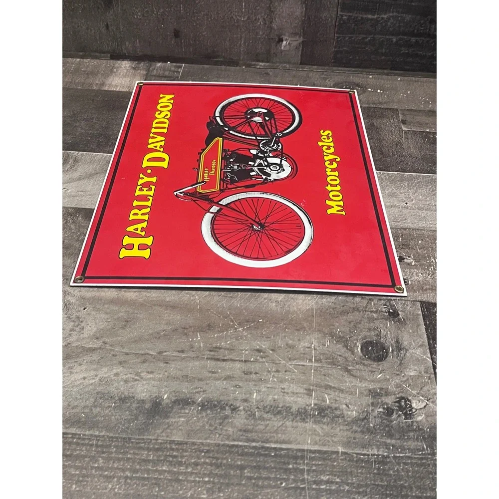 Harley-Davidson 1915 61ci Pocket Valve Racer Porcelain Sign Ande Rooney 2004 Red